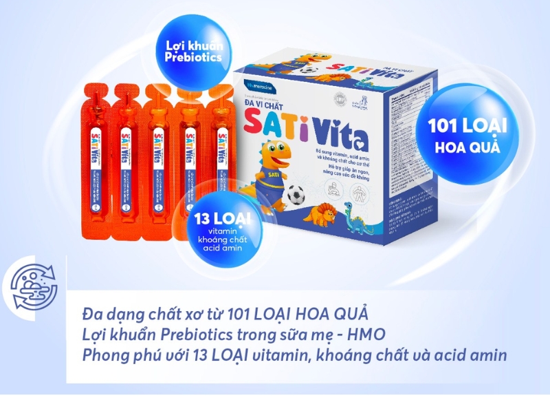 SatiVita là sự lựa chọn lý tưởng cho cha mẹ mong muốn bổ sung vitamin tăng sức đề kháng cho trẻ