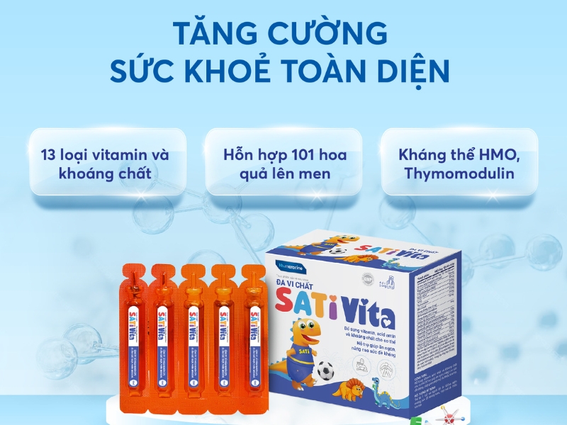 SatiVita bổ sung các dưỡng chất chuyên biệt giúp trẻ tăng cường sức khỏe toàn diện.