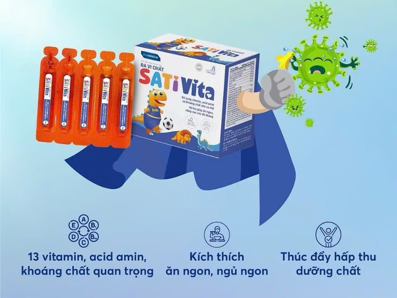  Đa vi chất SatiVita hỗ trợ tiêu hóa vượt trội và bổ sung dinh dưỡng toàn diện cho trẻ em