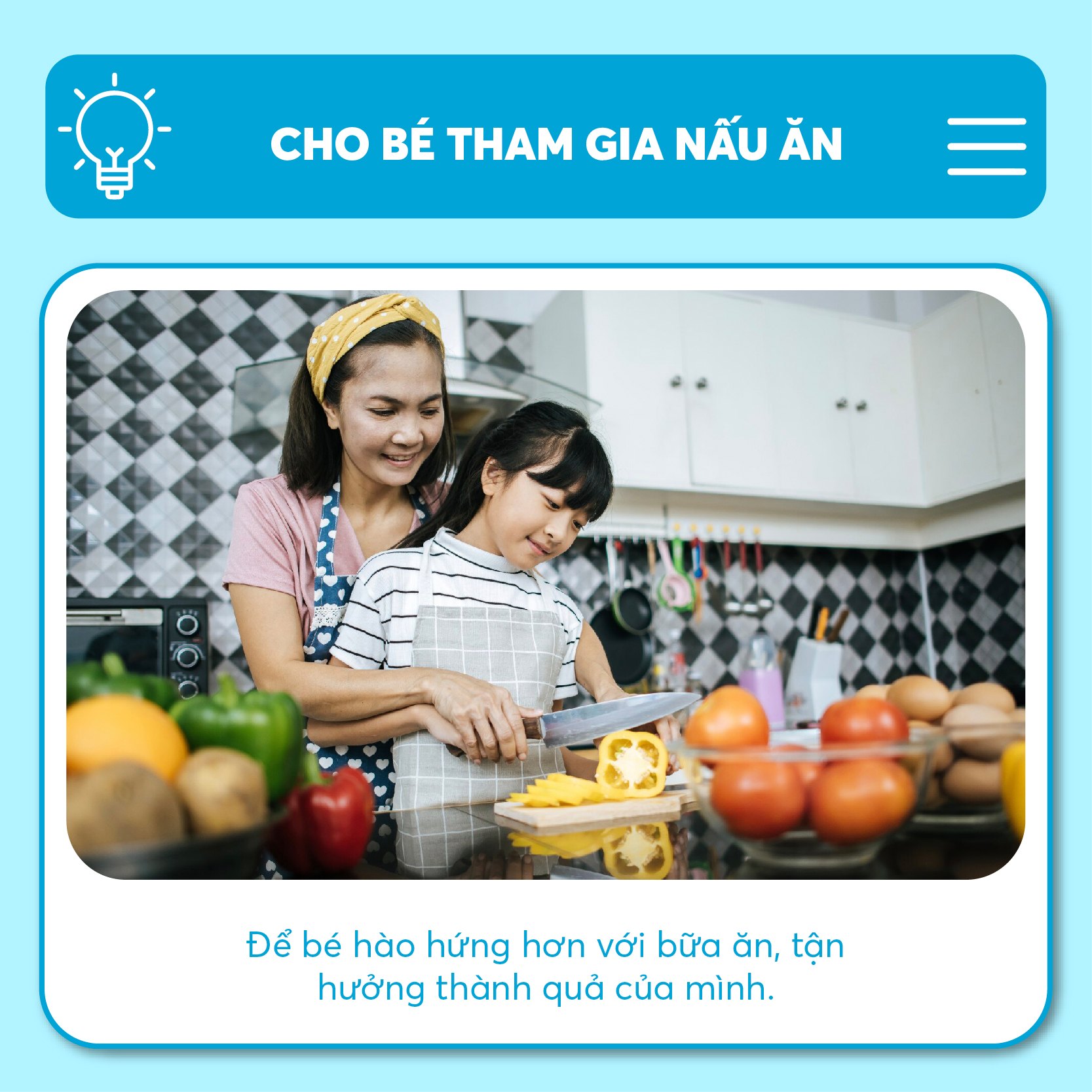 Khuyến khích trẻ tham gia vào công đoạn nấu ăn