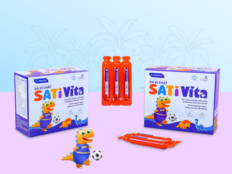 Đa vi chất SatiVita cung cấp đầy đủ các vitamin thiết yếu cùng nhiều dưỡng chất quan trọng cho sự phát triển của trẻ